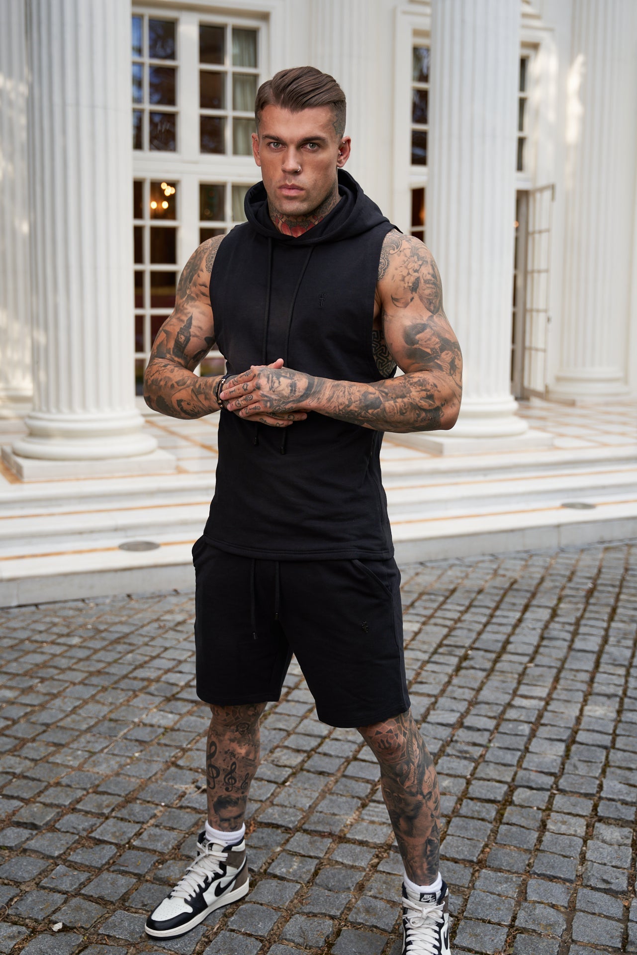 Stylish Father Sons Black Stretch Shorts - FSJS656