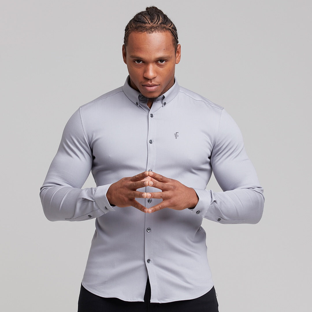 Father Sons Super Slim Stretch Grey Denim Long Sleeve Shirt - Elevate Your Style with FS209