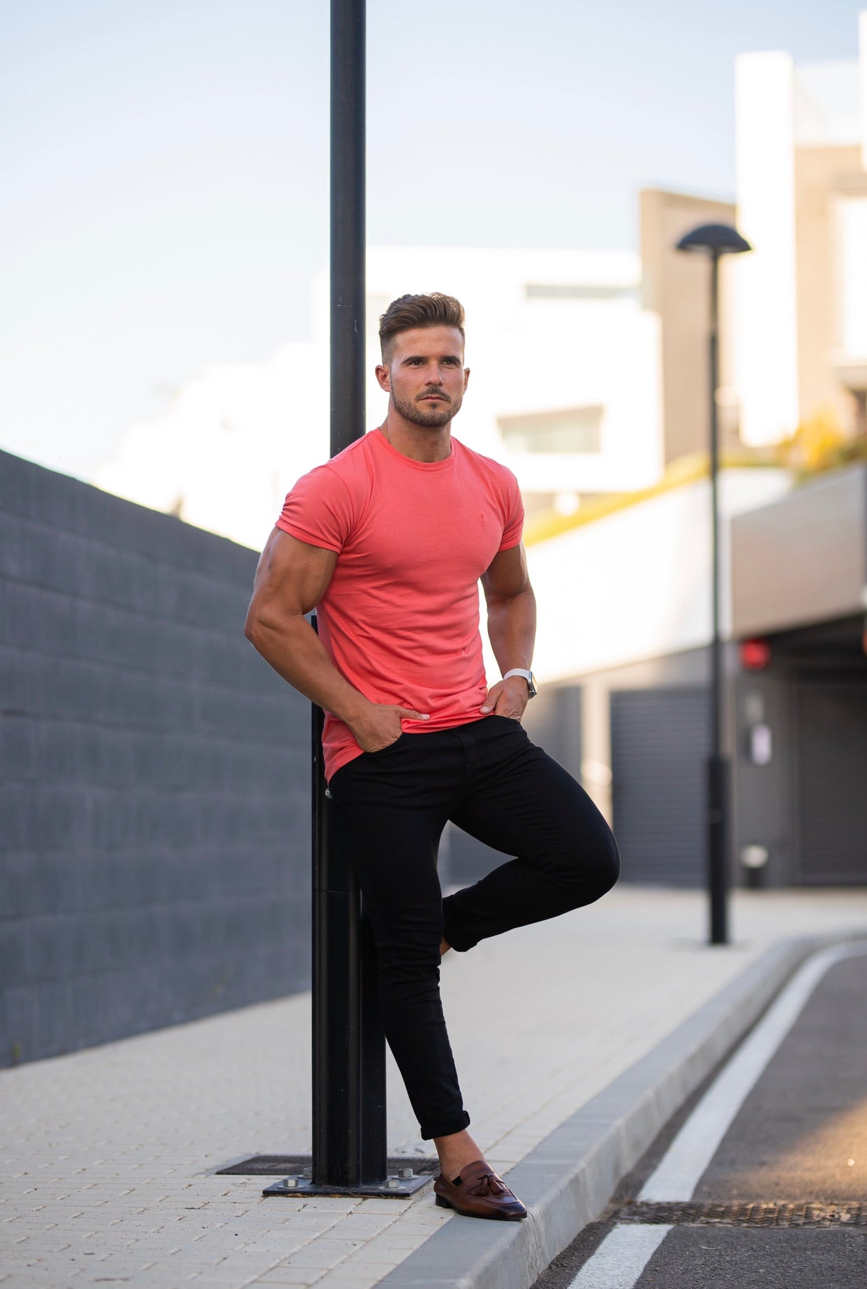 Coral Bamboo Crew by Father Sons - Effortless Style and Comfort (FSH470)