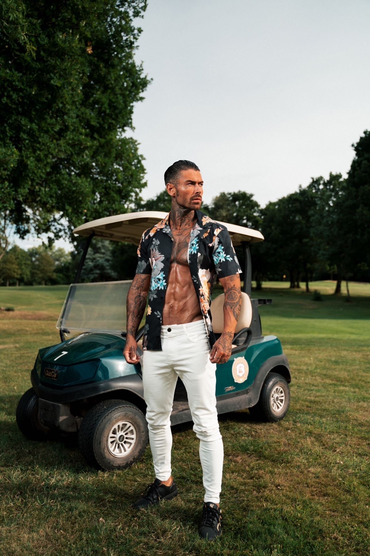 Father Sons Black Lily Stretch Print Hawaiian Shirt with Revere Collar - Effortlessly Stylish Short Sleeve (FS946)