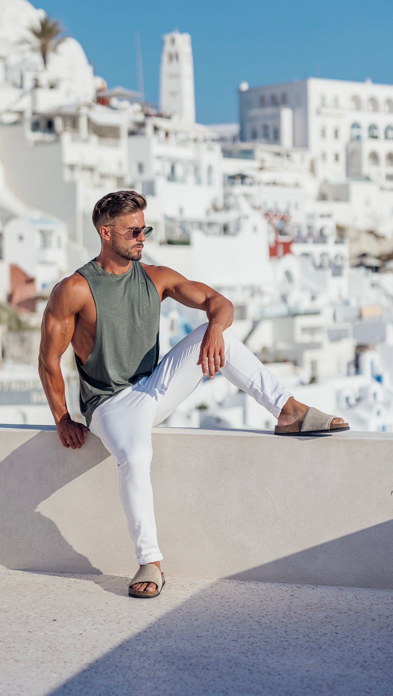 Elevate Your Style with the Father Sons Classic Bamboo Khaki Vest – Stylish Dropped Armhole Design - FSH821
