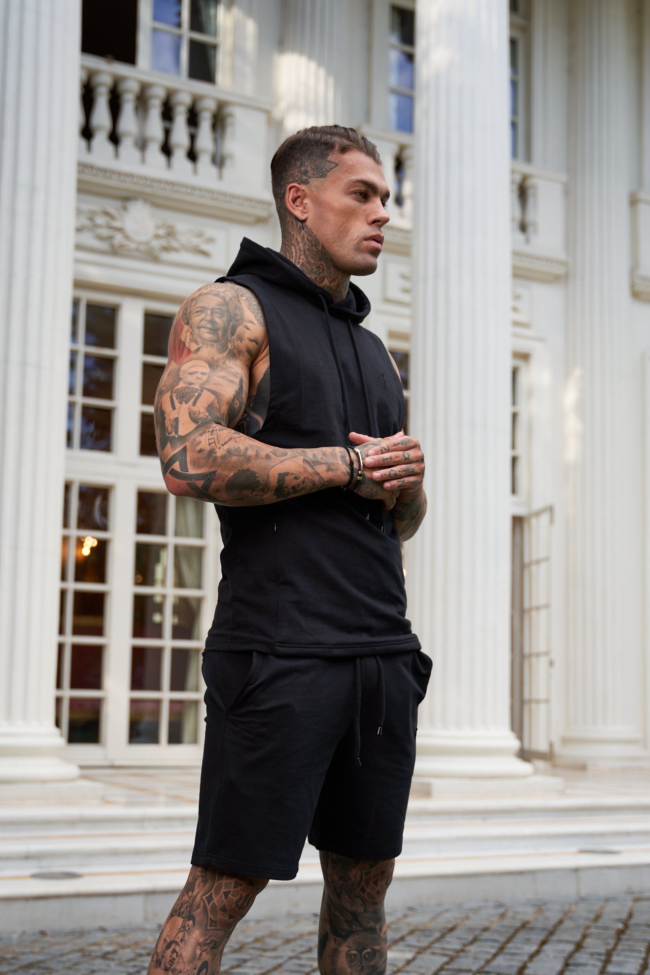 Stylish Father Sons Black Stretch Shorts - FSJS656