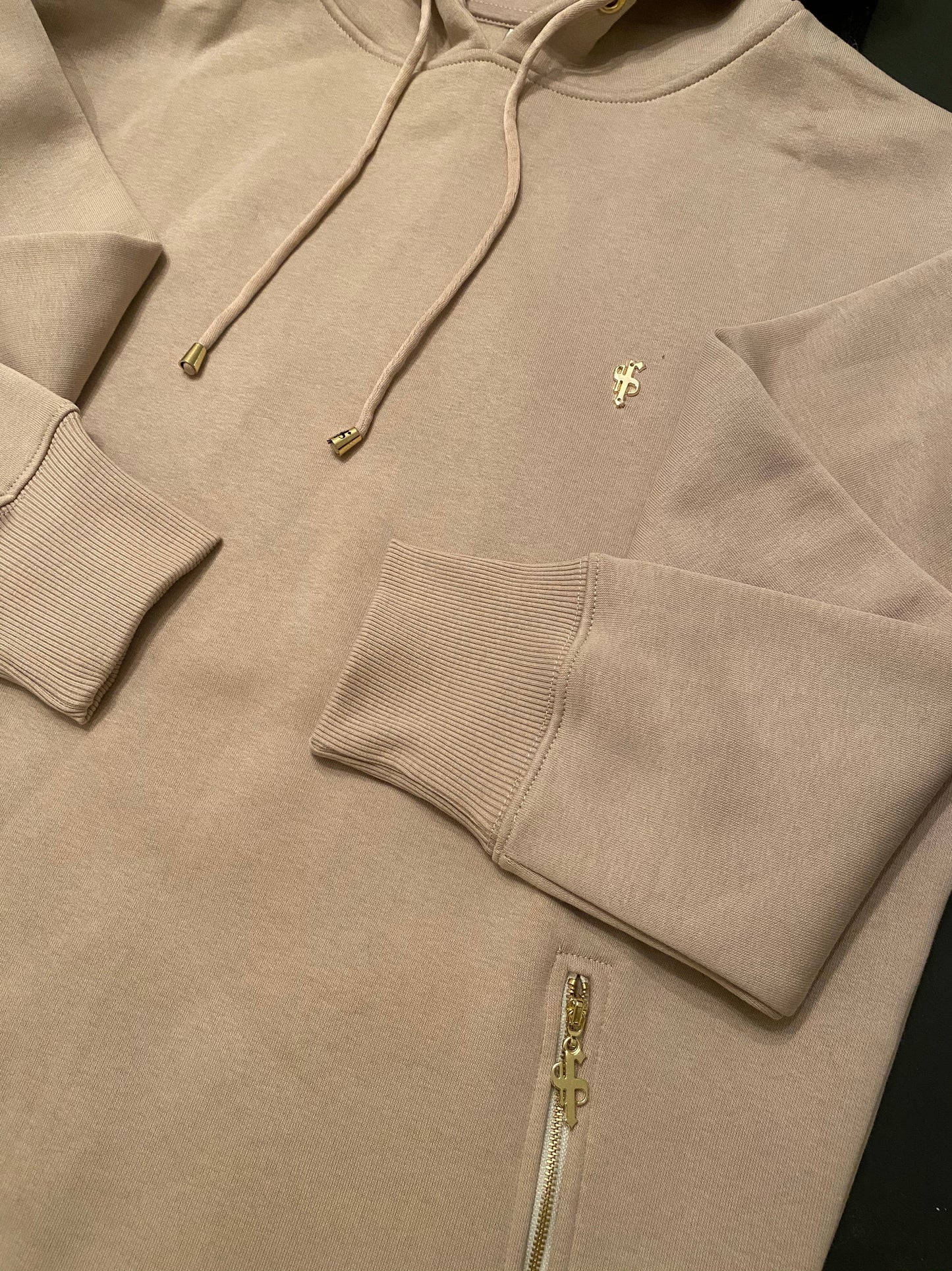 Elevate Your Style with the Father Sons Beige & Gold Overhead Hoodie Featuring Zipped Pockets - FSH483