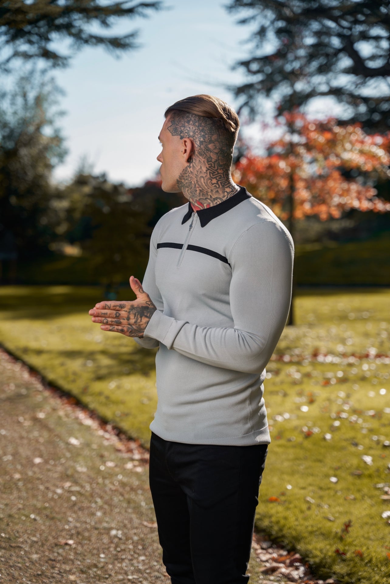 Elevate Your Style with the Father Sons Classic Silver Grey & Black Striped Zipped Polo – Perfect for Any Occasion!