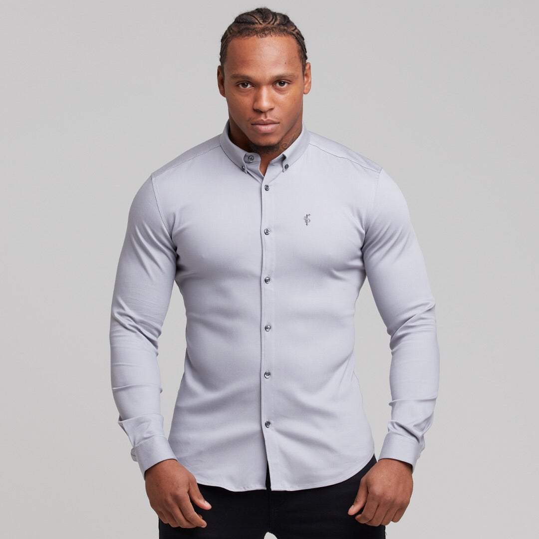 Father Sons Super Slim Stretch Grey Denim Long Sleeve Shirt - Elevate Your Style with FS209