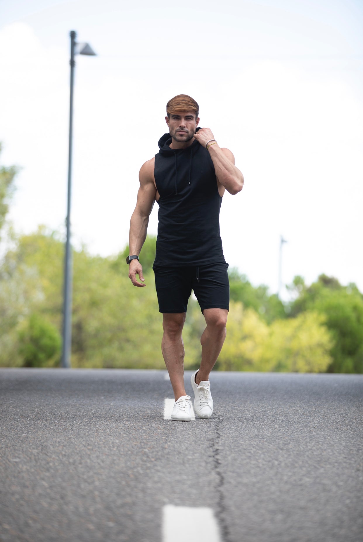 Stylish Father Sons Black Stretch Shorts - FSJS656