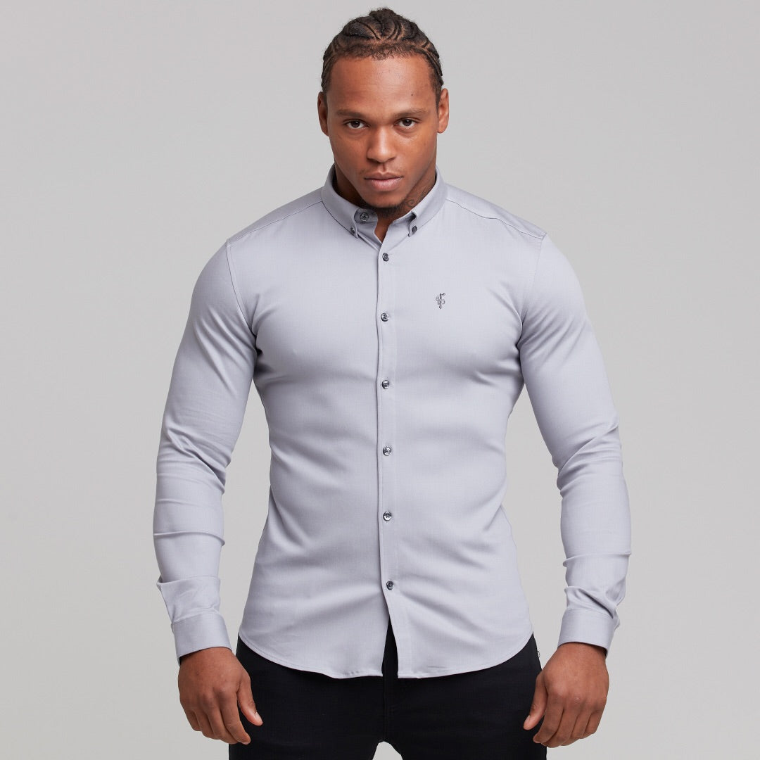 Father Sons Super Slim Stretch Grey Denim Long Sleeve Shirt - Elevate Your Style with FS209