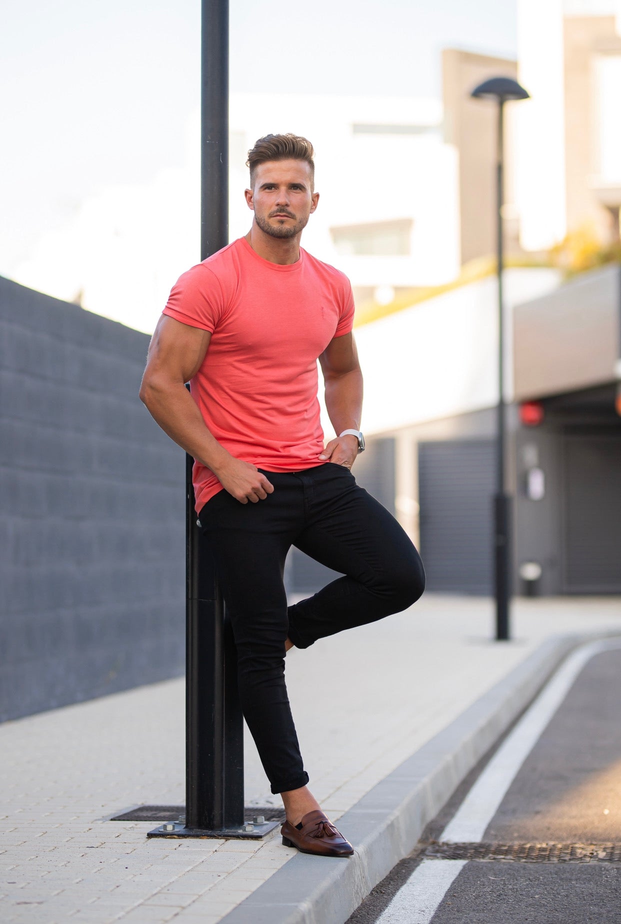 Coral Bamboo Crew by Father Sons - Effortless Style and Comfort (FSH470)