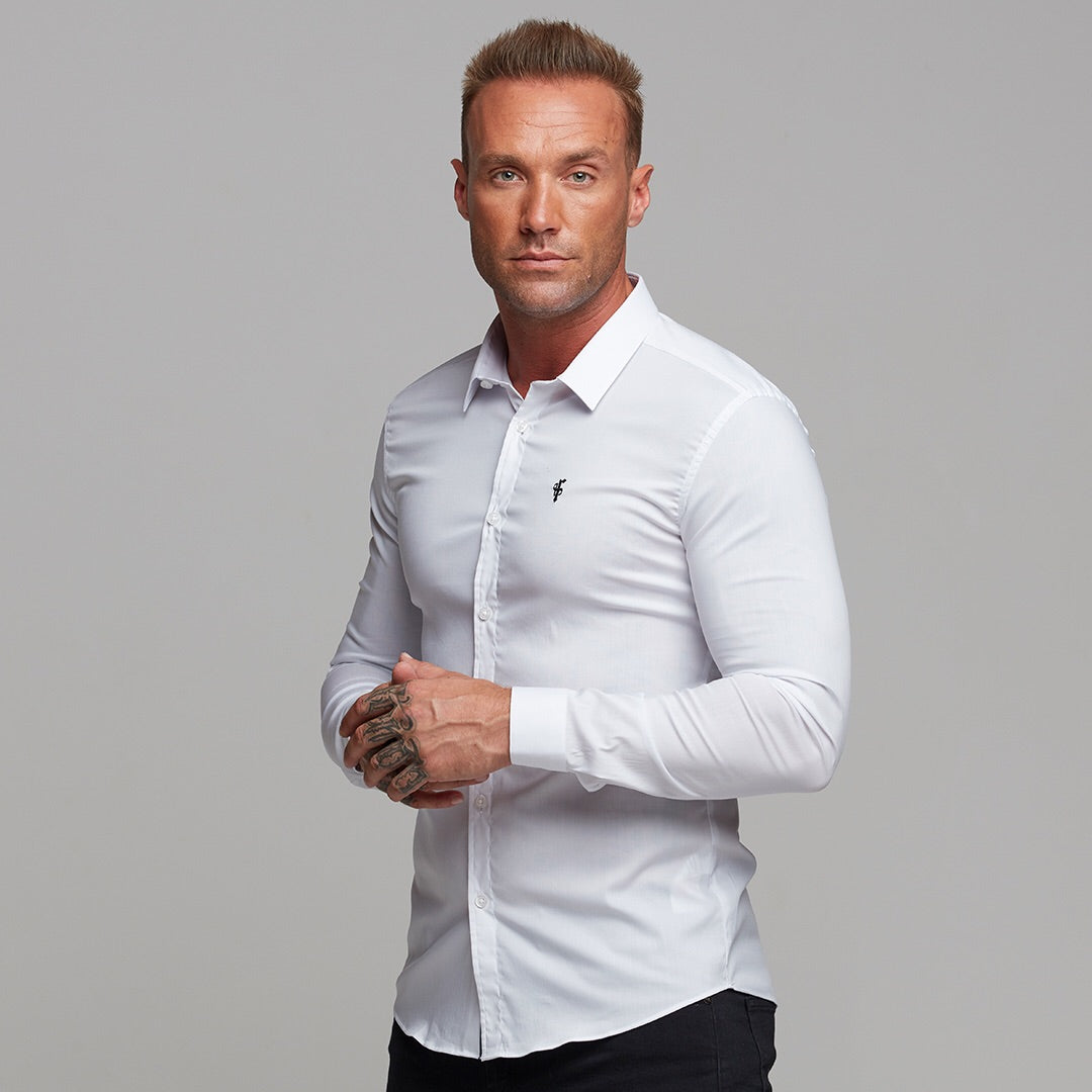 Elevate Your Style with Father Sons Super Slim Stretch Classic White Shirt - FS099