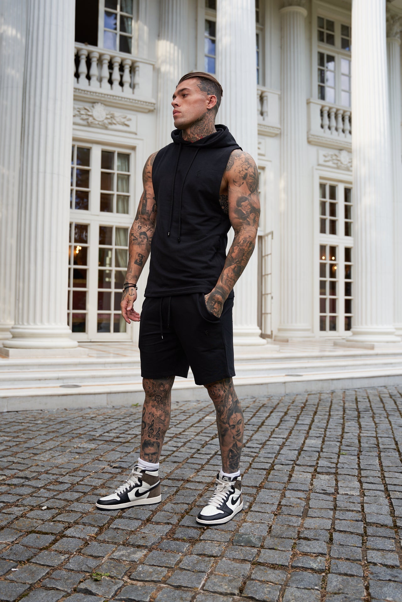 Stylish Father Sons Black Stretch Shorts - FSJS656