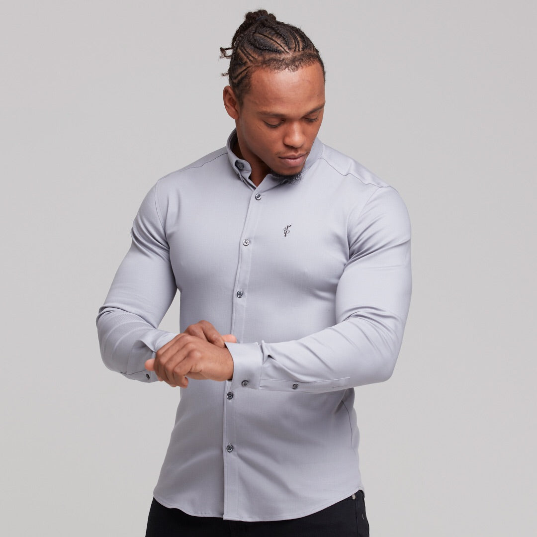 Father Sons Super Slim Stretch Grey Denim Long Sleeve Shirt - Elevate Your Style with FS209