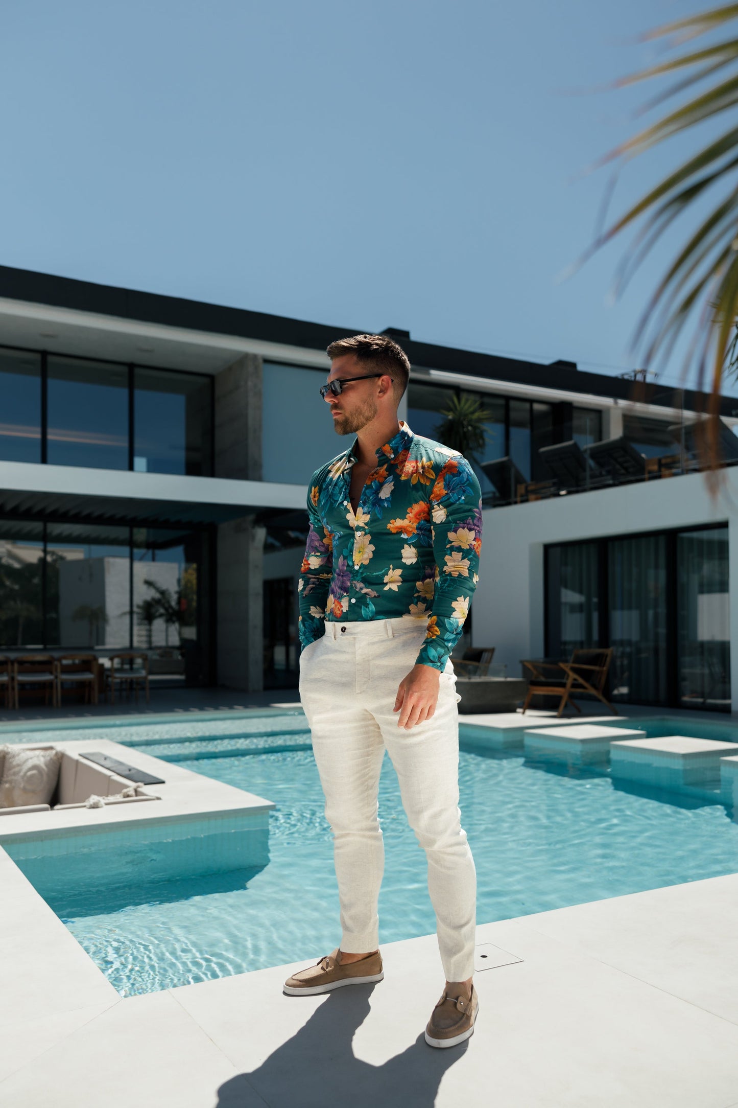 Elevate Your Style with Father Sons Slim Fit Cream Linen Trousers Featuring Belt Loops - FST019