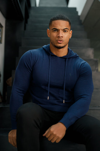 Elevate Your Style with the Father Sons Navy Knitted Overhead Hoodie - FSN116