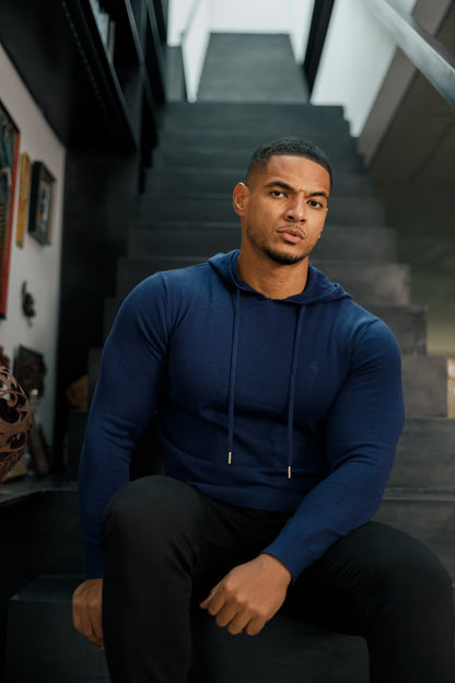 Elevate Your Style with the Father Sons Navy Knitted Overhead Hoodie - FSN116
