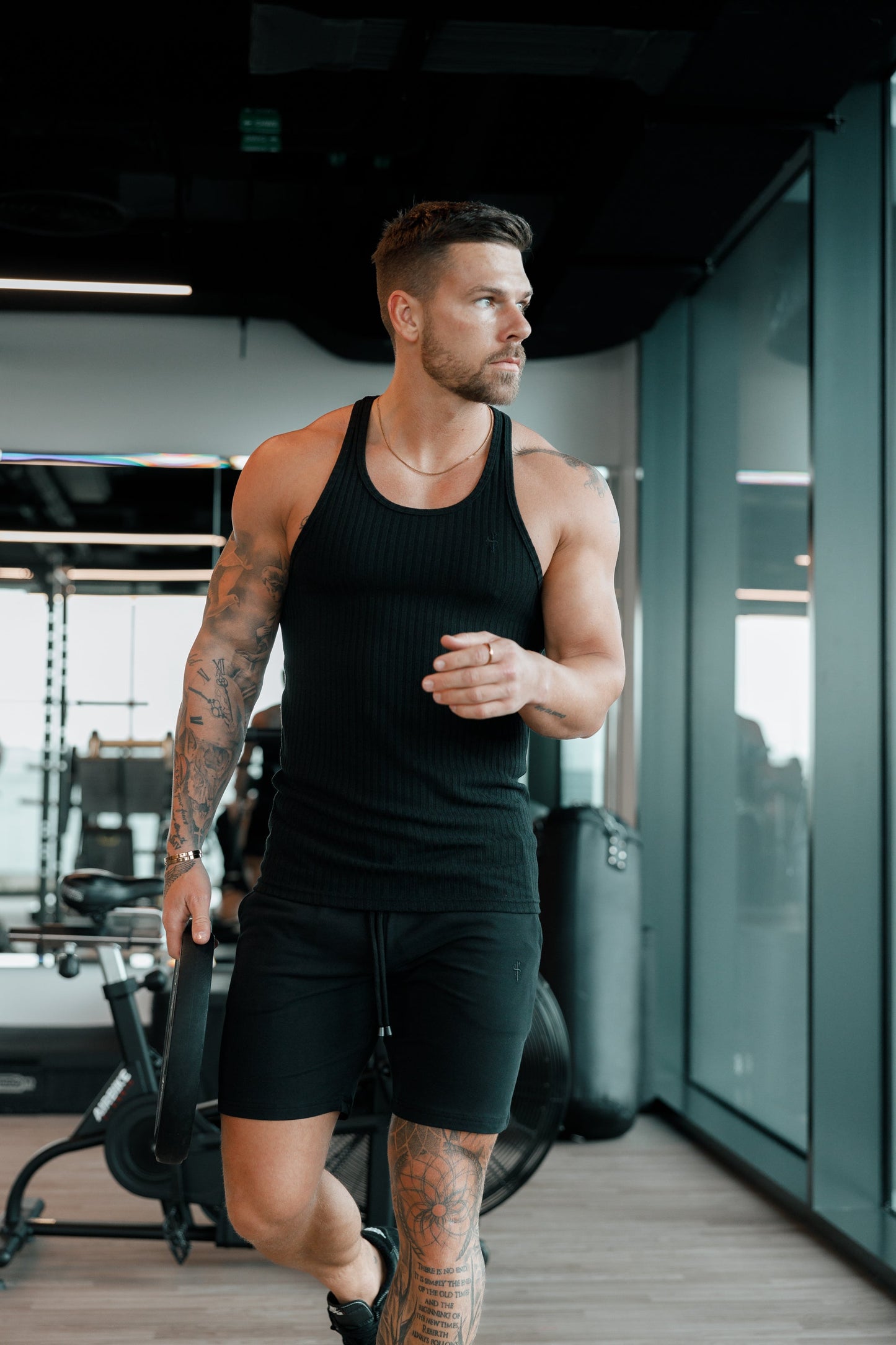 Sleek & Stylish Super Slim Ribbed Knit Vest in Classic Black by Father Sons - FSH1019