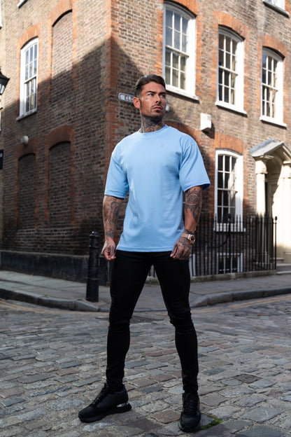Elevate Your Wardrobe with the Father Sons Light Blue Oversized Crew Neck T-Shirt - FSH872