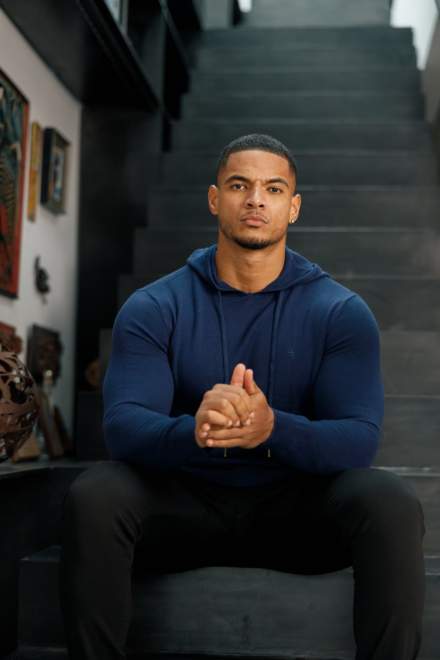 Elevate Your Style with the Father Sons Navy Knitted Overhead Hoodie - FSN116