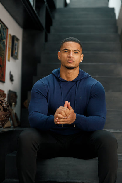 Elevate Your Style with the Father Sons Navy Knitted Overhead Hoodie - FSN116