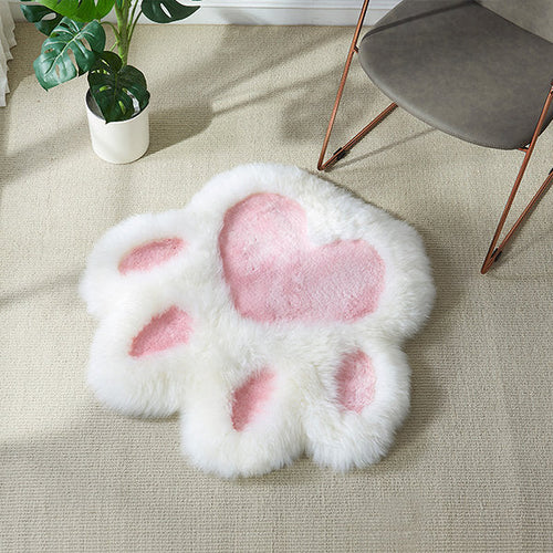 Adorable Cat Paw Rug - Pink and White Color Scheme - Soft and Plush