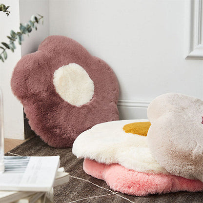Cozy Floral Plush Cushion - Comfortable Assured - Soft and Fluffy - Pink