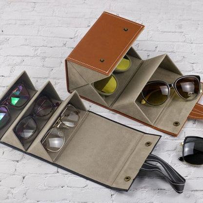 Stylish Eyewear Organizer Case - PU Leather - Protect Your Glasses - Brown - Black