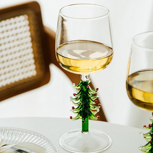 Copa de vino con forma de árbol de Navidad - Artículos festivos - Diseño elegante - Cristalería artesanal