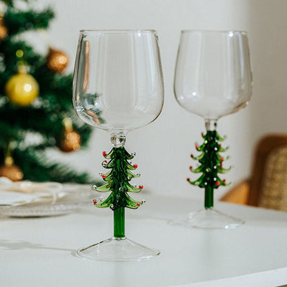 Copa de vino con forma de árbol de Navidad - Artículos festivos - Diseño elegante - Cristalería artesanal