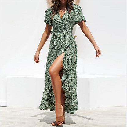 Geblümtes Wickel-Maxikleid für den Sommer und Strand - Bohemian-Stil