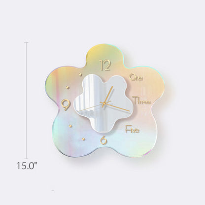 Iridescent Flower Acrylic Wall Clock - Unique Home Decor - Gradient Color