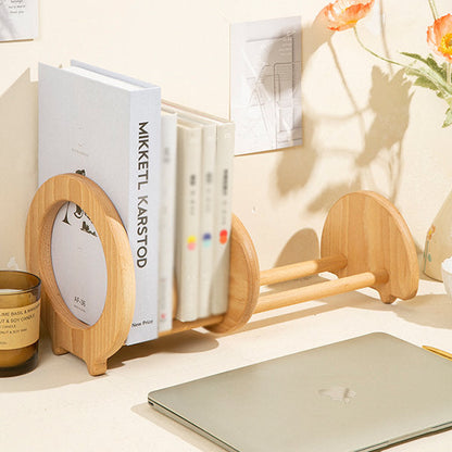 Adjustable Beechwood Bookend - Three Compartments - Elegant Desk Organizer