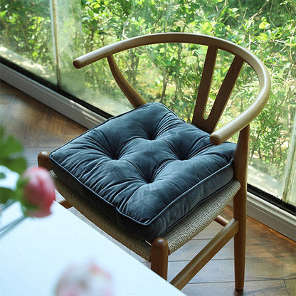 Retro Square Seat Cushions - Luxurious Velvet - Classic and Comfort - Green