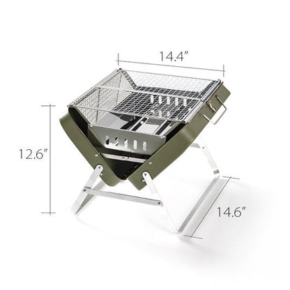 Portable Folding Barbecue Grill - Stainless Steel - Beige - Green - For Camping and Picnic
