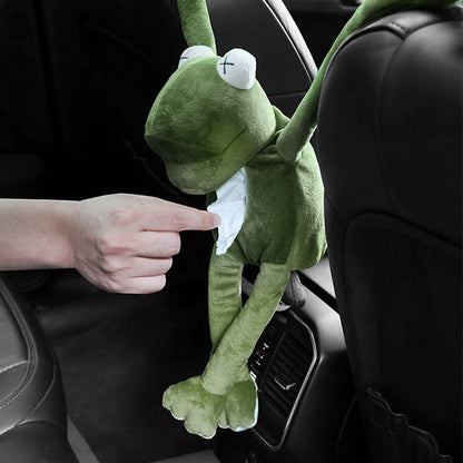 Frog Car Tissue Box - Plush Tissue Dispenser - Convenient Hanging Style