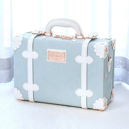Elegant Vintage Suitcase -  Faux Leather - Pink - Green - For Journey