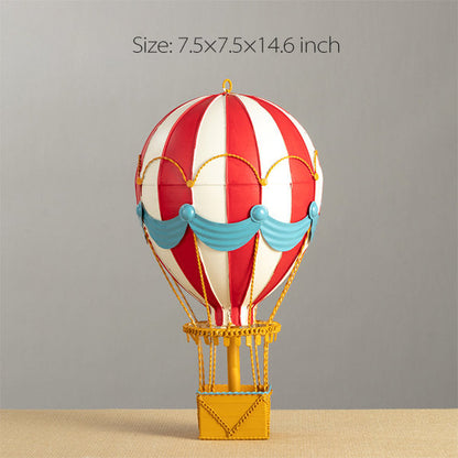 Iron Hot Air Balloon Ornaments - Elegant Decor in Pink and Red - Nostalgic Theme