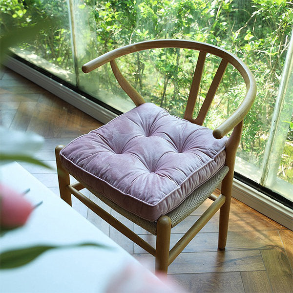 Retro Square Seat Cushions - Luxurious Velvet - Classic and Comfort - Green