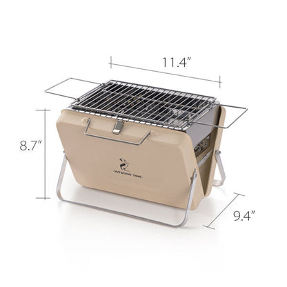 Portable Folding Barbecue Grill - Stainless Steel - Beige - Green - For Camping and Picnic