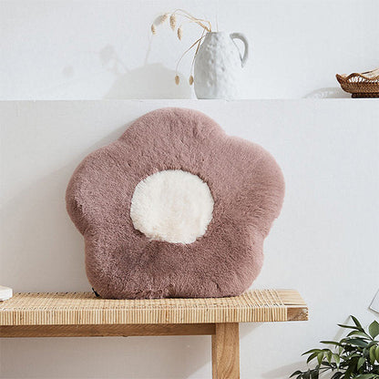 Cozy Floral Plush Cushion - Comfortable Assured - Soft and Fluffy - Pink