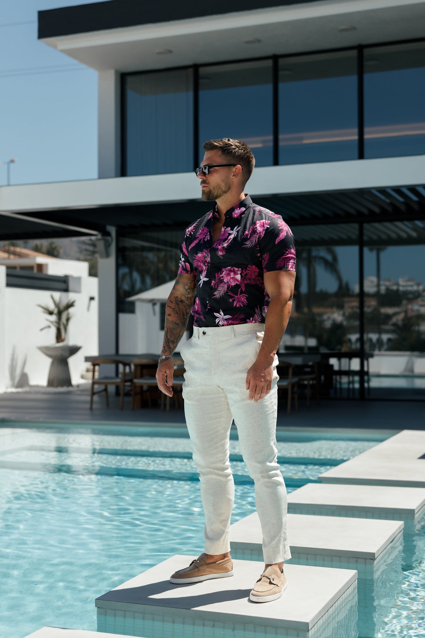 Elevate Your Style with Father Sons Slim Fit Cream Linen Trousers Featuring Belt Loops - FST019