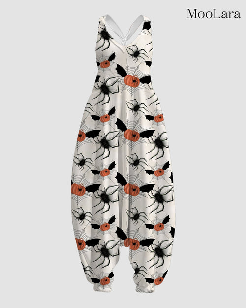 Women's Flying Pumpkins Print Sleeveless Jumpsuit Harem Pants