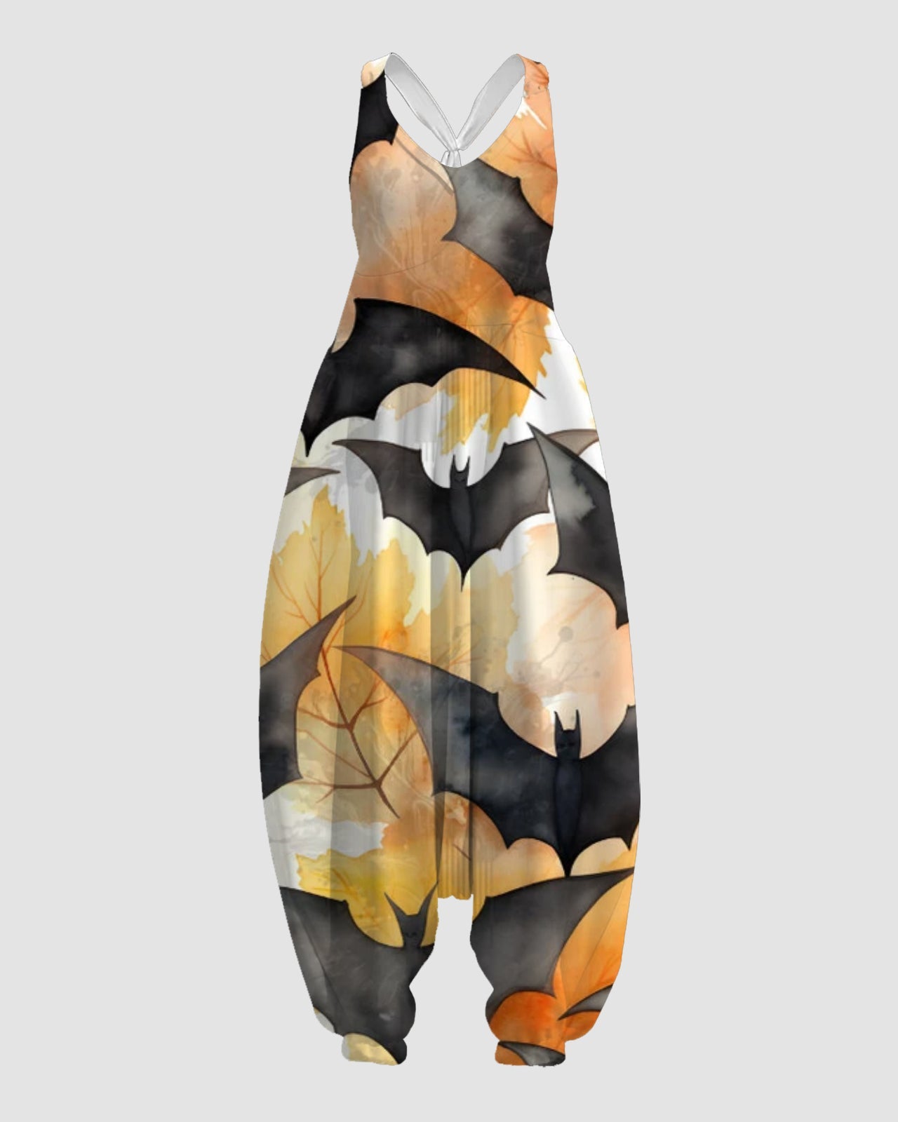 Women's Flying Bat Print Sleeveless Jumpsuit Harem Pants