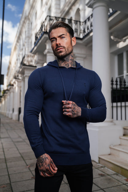 Elevate Your Style with the Father Sons Navy Knitted Overhead Hoodie - FSN116