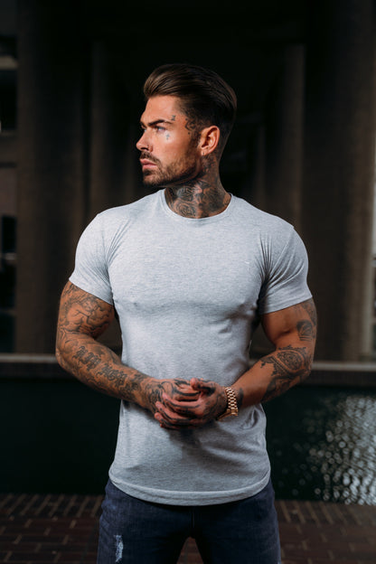 Elevate Your Wardrobe: Father Sons Timeless Grey Curved Hem Crew T-Shirt - FSH927