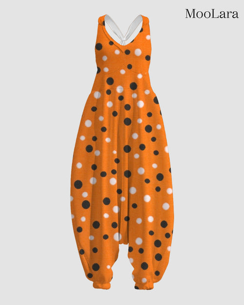 Women's Polka Dots Print Sleeveless Jumpsuit Harem Pants