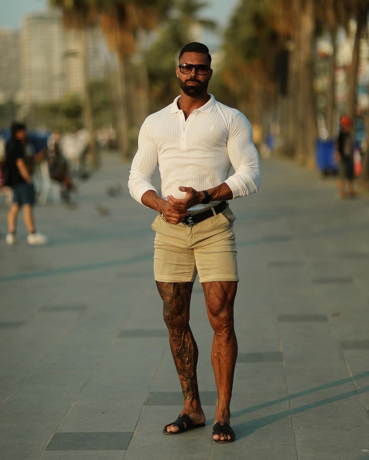 Timeless Elegance: Father Sons White Long Sleeve Ribbed Polo Shirt - FSH974