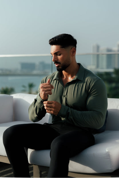 Stylish Fitted Khaki Long Sleeve Jersey for Father Sons - FSD003