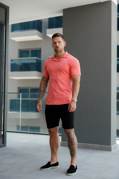 Stylish Coral Revere Collar Polo Shirt for a Timeless Look - FSH1066 by Father Sons