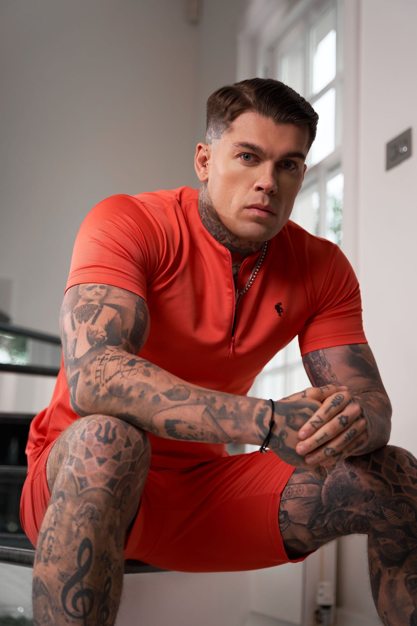 Elevate Your Summer Wardrobe with Father Sons Scuba Coral & Black Pintuck Drawstring Shorts - FSH1043
