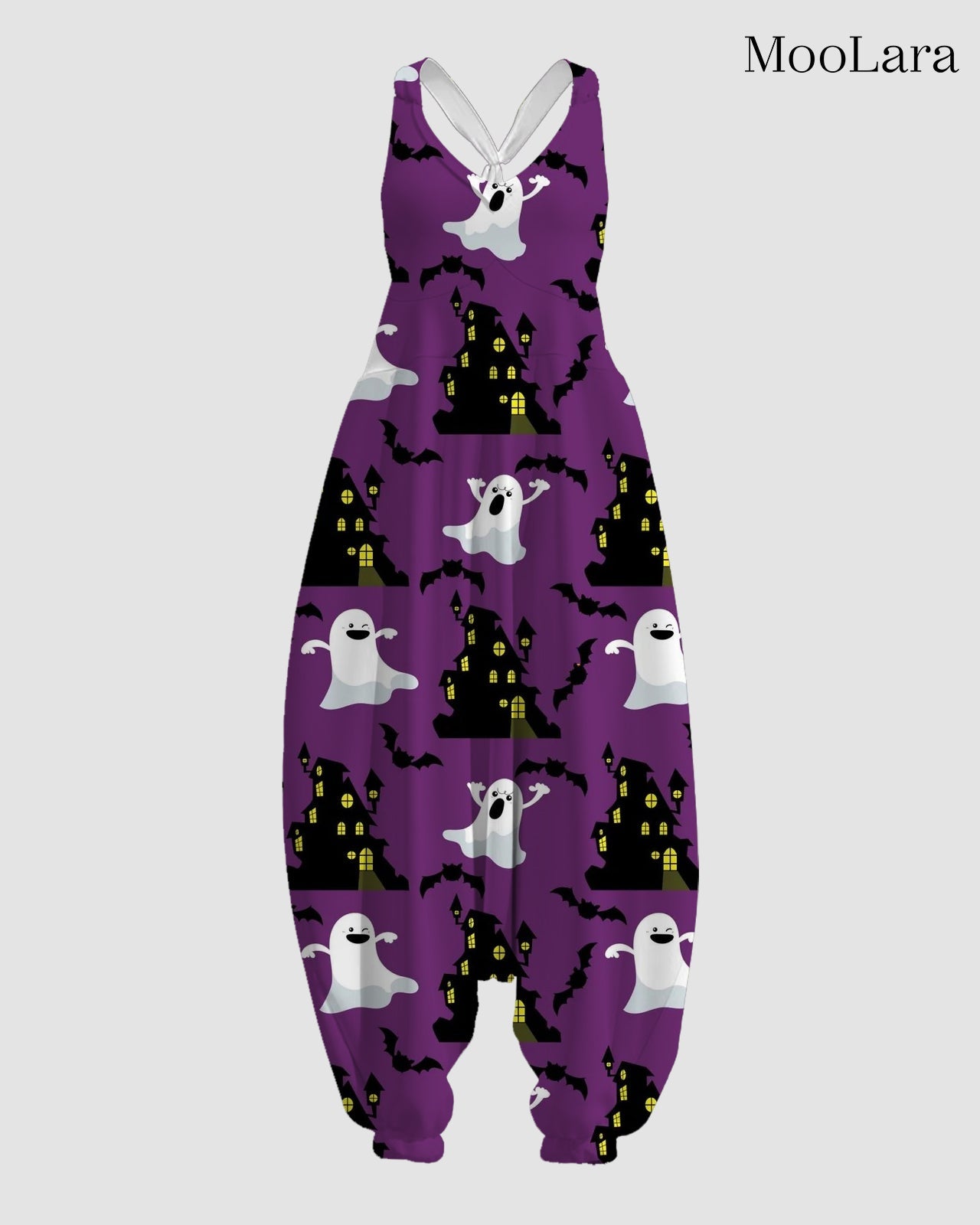 Women's Ghost & Dark Rooms Print Sleeveless Jumpsuit Harem Pants