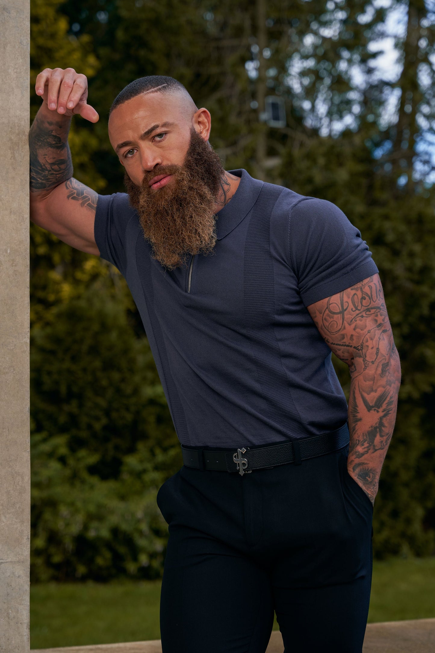 Elevate Your Style with the Father Sons Classic Short Sleeve Zip Polo in Gunmetal and Silver - FSN133